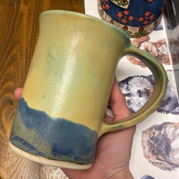 Vintage Hugh Crosby Pottery Mug Handmade Flower Tulip Blue Green Nova Scotia Art - Picture 13 of 13